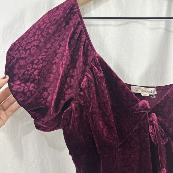 Rewind Red Velvet Cheetah Print Babydoll Mini Dress Womens Size XL Party Whimsy - Picture 7 of 10